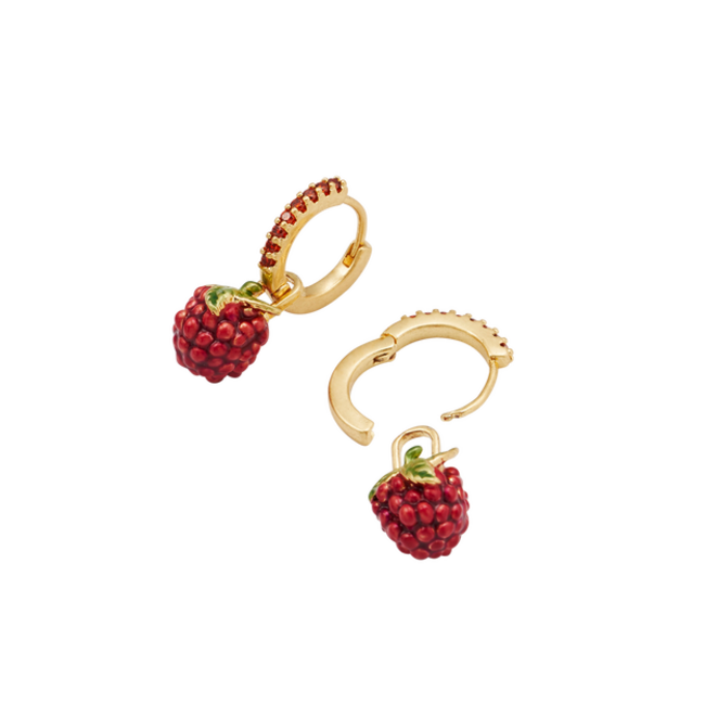 Fable England Orla Raspberry Huggie Earrings