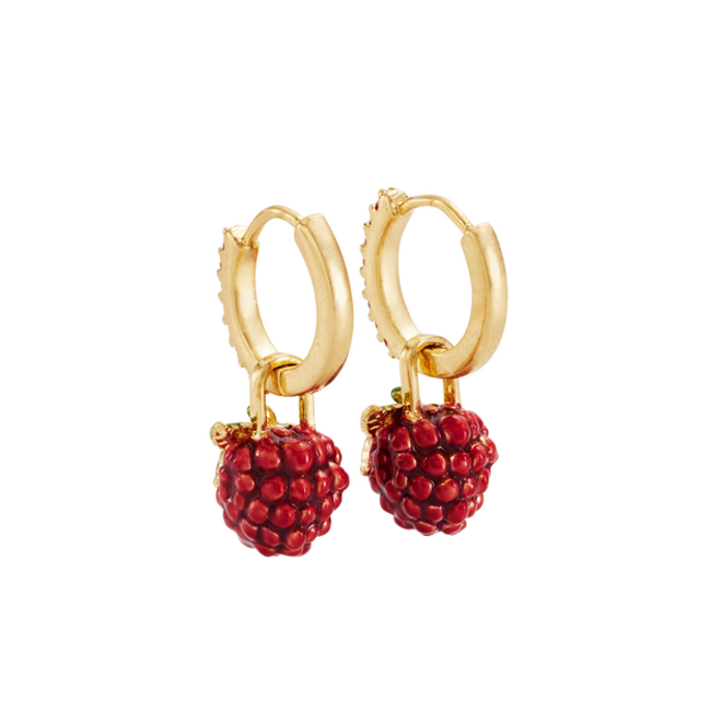 Fable England Orla Raspberry Huggie Earrings