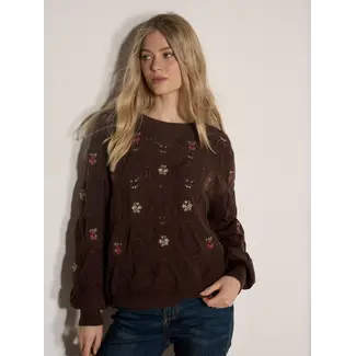 Apricot Embroidered Flowers Pointelle Jumper (More Colours)