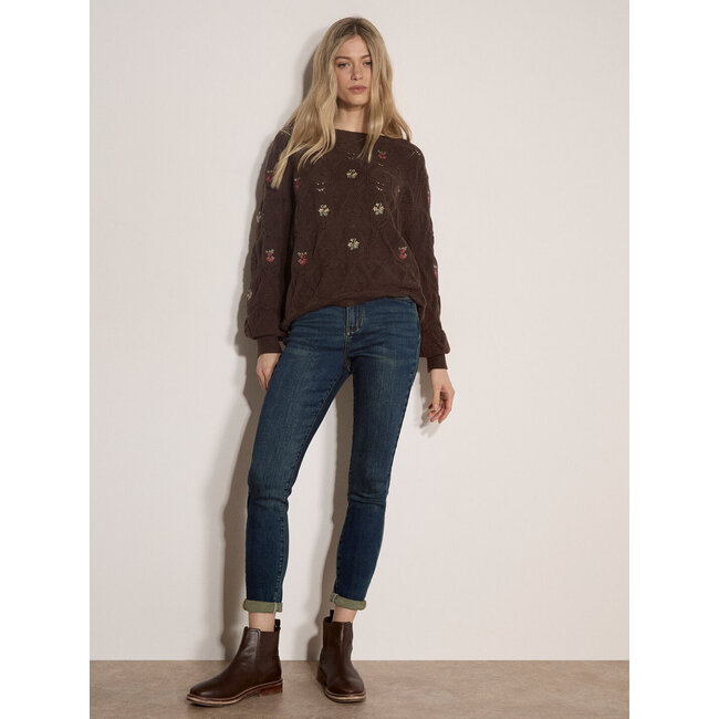 Apricot Embroidered Flowers Pointelle Jumper (More Colours)