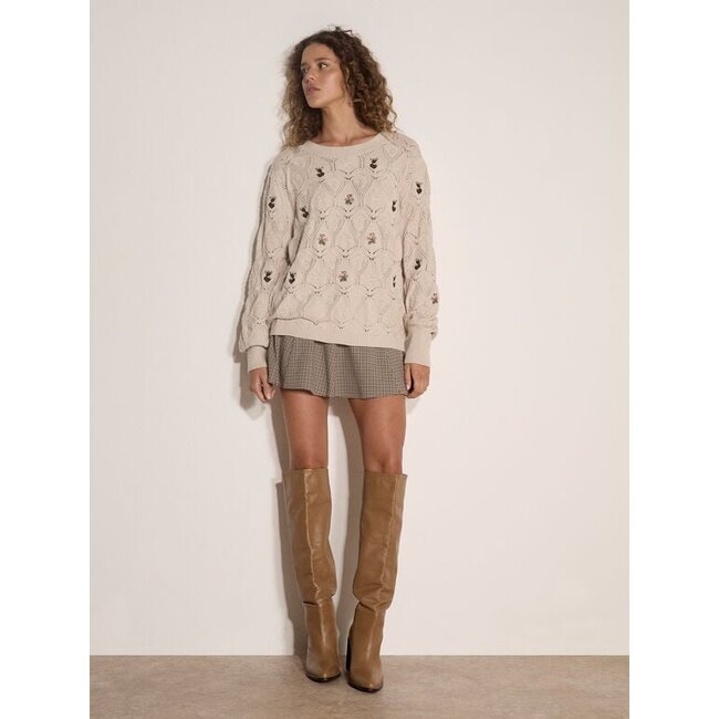 Apricot Embroidered Flowers Pointelle Jumper (More Colours)