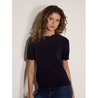 Apricot Scallop Neck & Sleeve Knit Tee (More Colours)