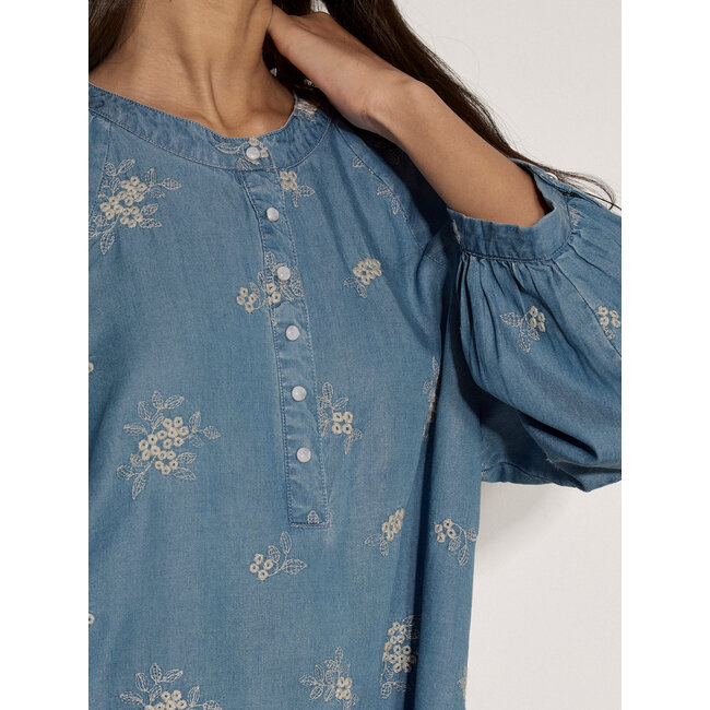 Apricot Floral Embroidered Blouse