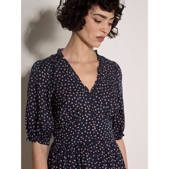 Apricot Mini Dot Button Through Midi Dress