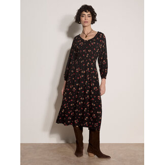 Apricot Watercolour Ditsy Smock Neck Dress (More Colours)