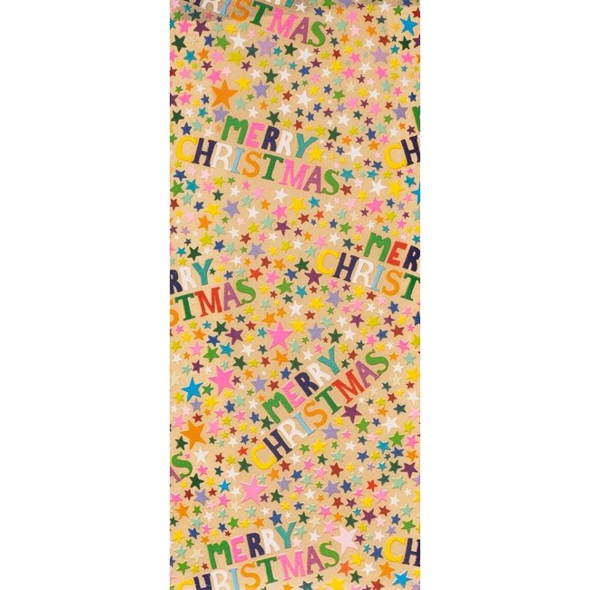 Tissue - Merry Christmas Stars Kraft - 4 Sheets