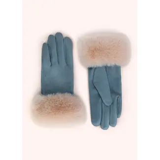 Powder Design Ltd Bettina Faux Suede/Fur Gloves in Denim
