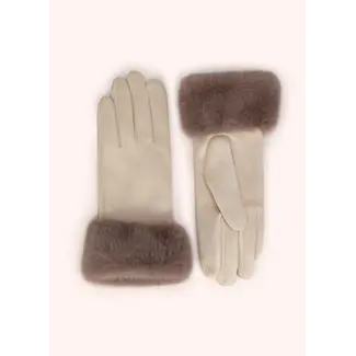 Powder Design Ltd Bettina Faux Suede/Fur Gloves in Cream