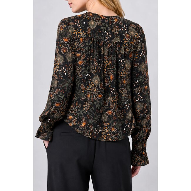 Liverpool Los Angeles Long Sleeve Woven Blouse - Black Rust Multi