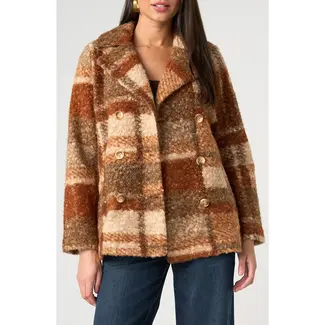 Liverpool Los Angeles Double Breasted Peacoat - Nutmeg Multi Plaid
