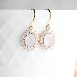 A Pocket of Posies Opal Oval Glass Drop Earrings