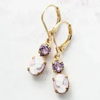 A Pocket of Posies Tiny Lady Cameo Earrings | Light Purple | Vintage Style