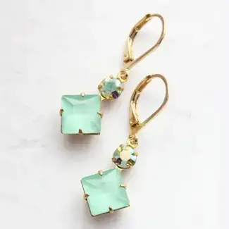 A Pocket of Posies Mint Drop Earrings | Vintage Glass Jewels