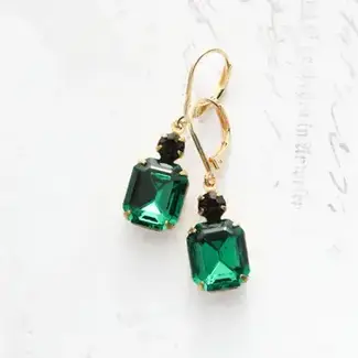 A Pocket of Posies Emerald  Green Earrings | Vintage Glass