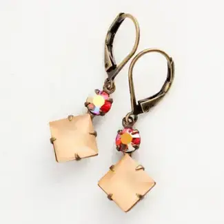 A Pocket of Posies Peach Drop Earrings | Vintage Glass Jewels
