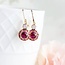 A Pocket of Posies Art Deco Floral Earrings - Hot Pink Fuchsia and Rose Opal
