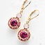 A Pocket of Posies Art Deco Floral Earrings - Hot Pink Fuchsia and Rose Opal