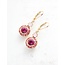 A Pocket of Posies Art Deco Floral Earrings - Hot Pink Fuchsia and Rose Opal