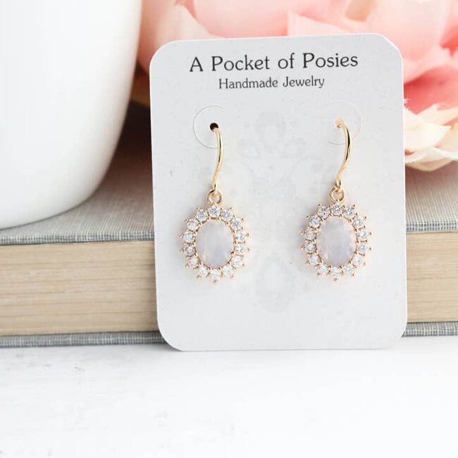 A Pocket of Posies Opal Oval Glass Drop Earrings