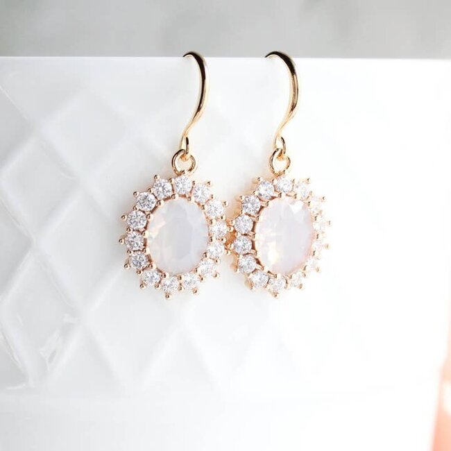 A Pocket of Posies Opal Oval Glass Drop Earrings