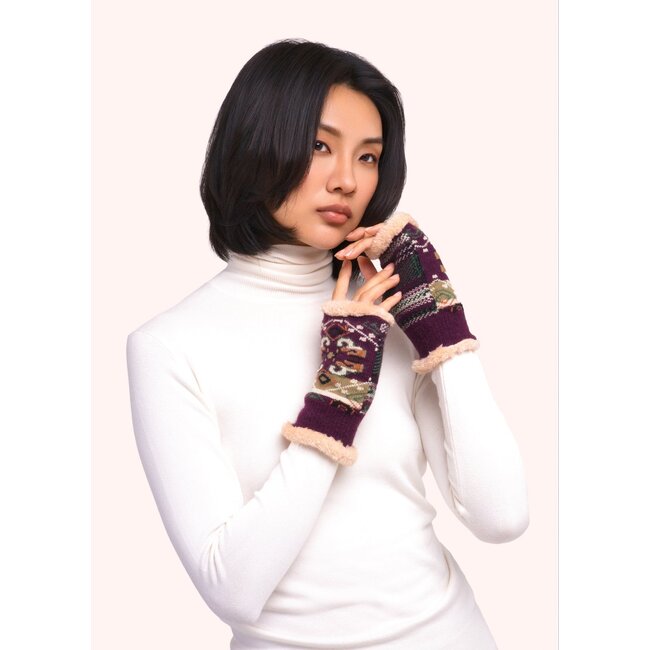 Powder Design Ltd Scandi Cosy Wrist Warmers in Damson Mix