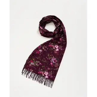 Fable England Niva Long Fringed Scarf in Burgundy