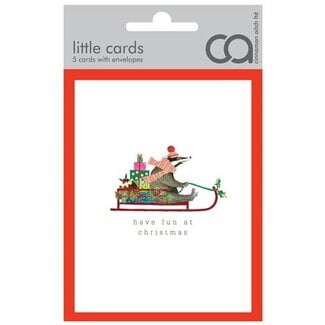 Boxed Cards - Pack of 5 - have fun at christmas - badger