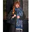 Fable England Midnight Garden Long Jacquard Scarf in Navy