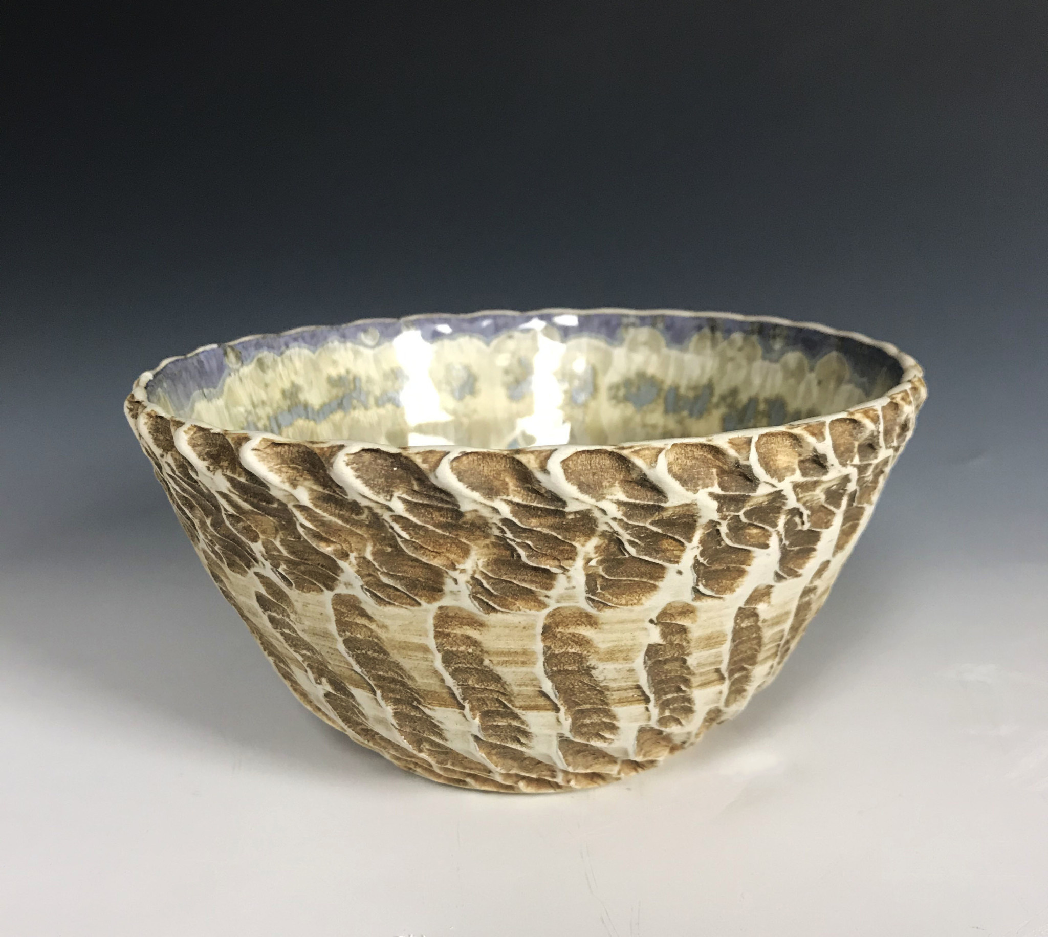 Krav Ultimate opkald Medium Textured Bowl- Gold Stuff & Aqua - American Museum of Ceramic Art