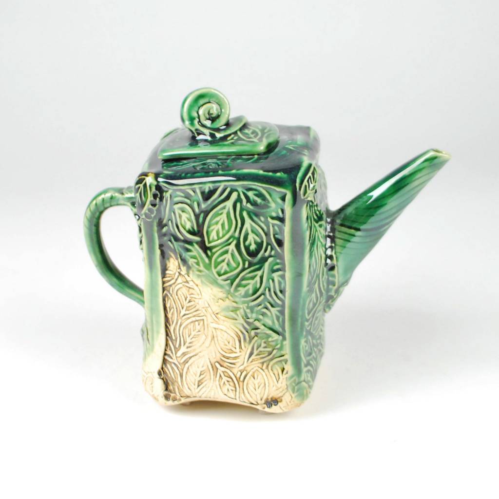 B. Anahita King Teapot, Garden Whimsy & Green, Turq Crackle with Patina