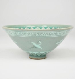 Kim Soeng-Tae Celadon Tea Bowl, Peony Design