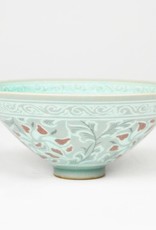 Kim Soeng-Tae Celadon Tea Bowl, Peony Design