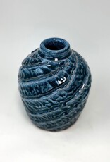 Miriam Krombach Teal Carved Vase