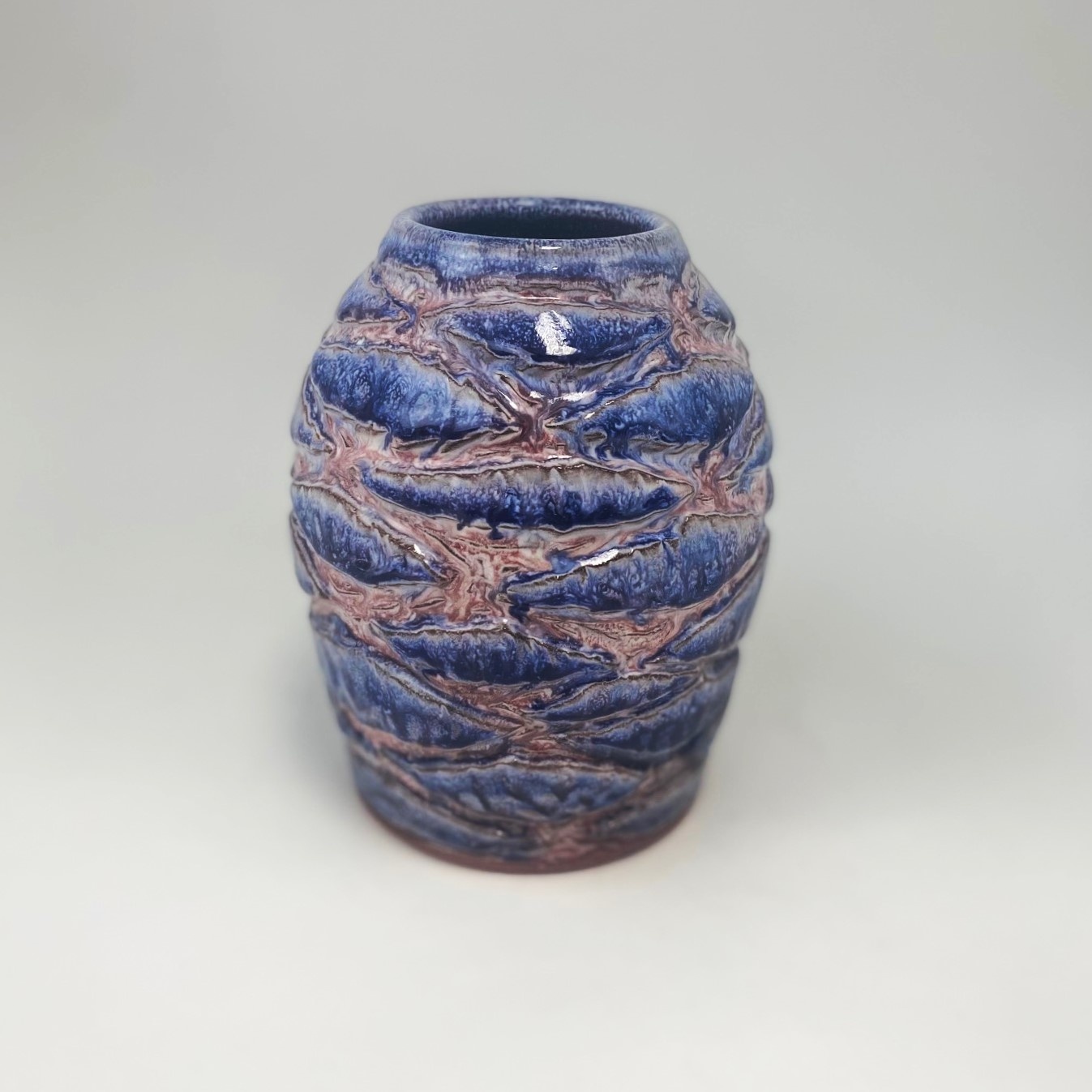 Miriam Krombach Purple, Red Carved Vase