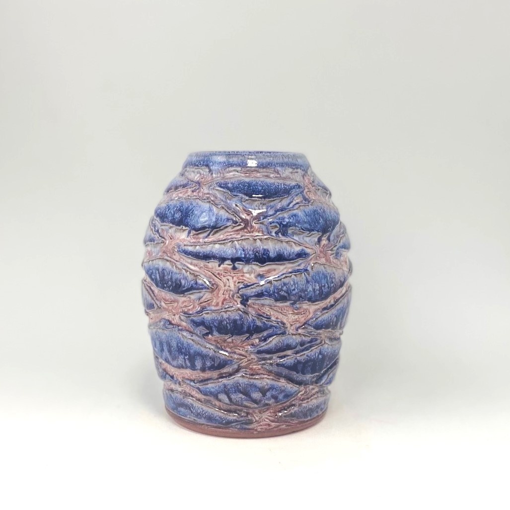 Miriam Krombach Purple, Red Carved Vase