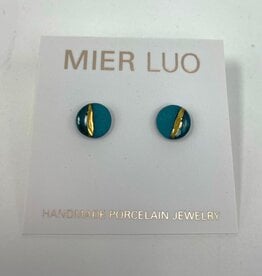 Mier Luo Teal Striped Circle Studs