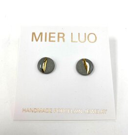 Mier Luo Grey Striped Circle Studs