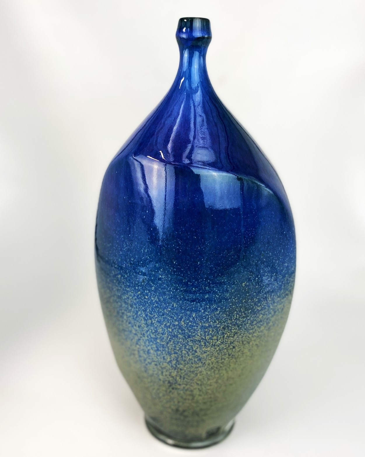 Tom Coleman Large Flattened Blue/Green Bottle