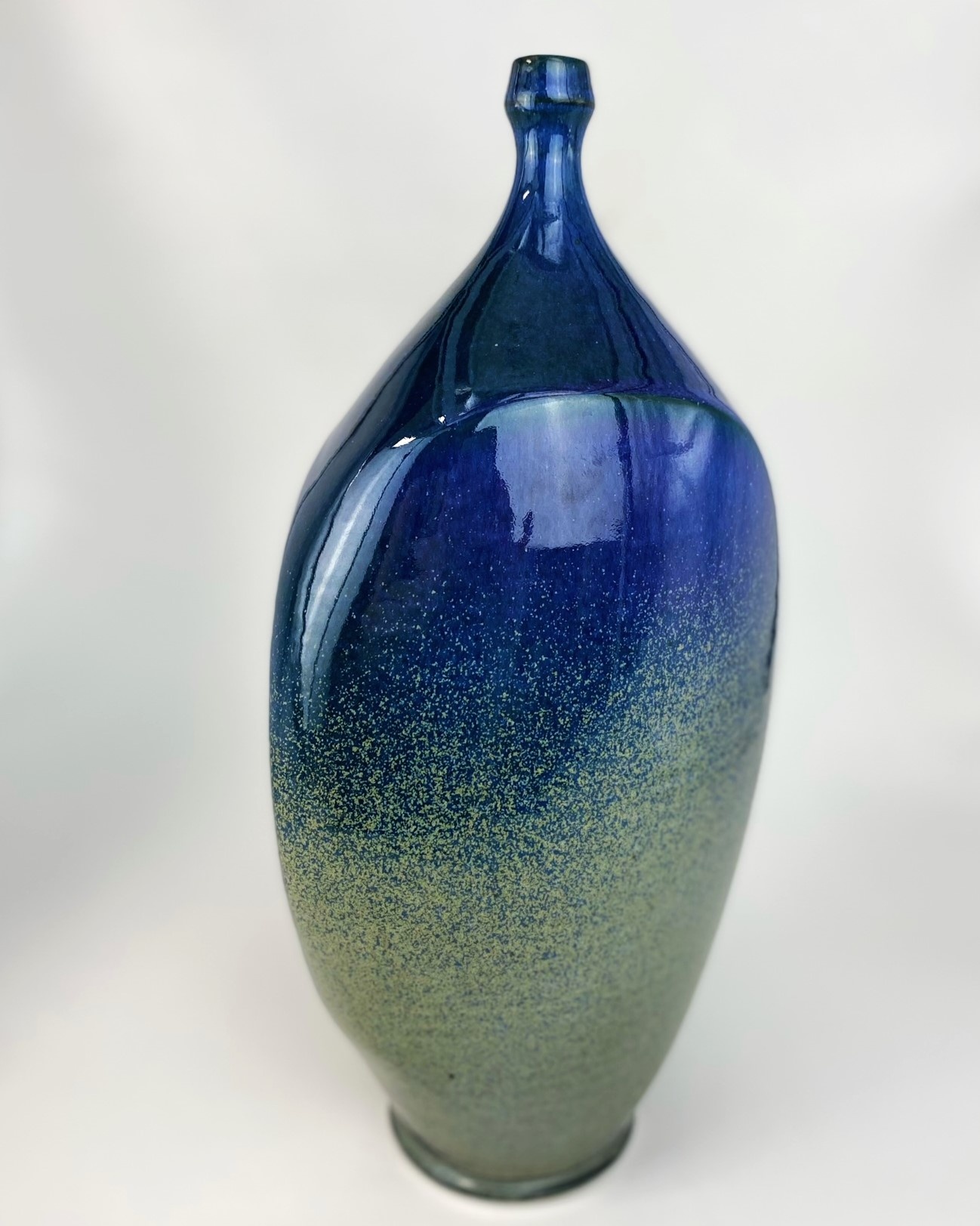 Tom Coleman Large Flattened Blue/Green Bottle