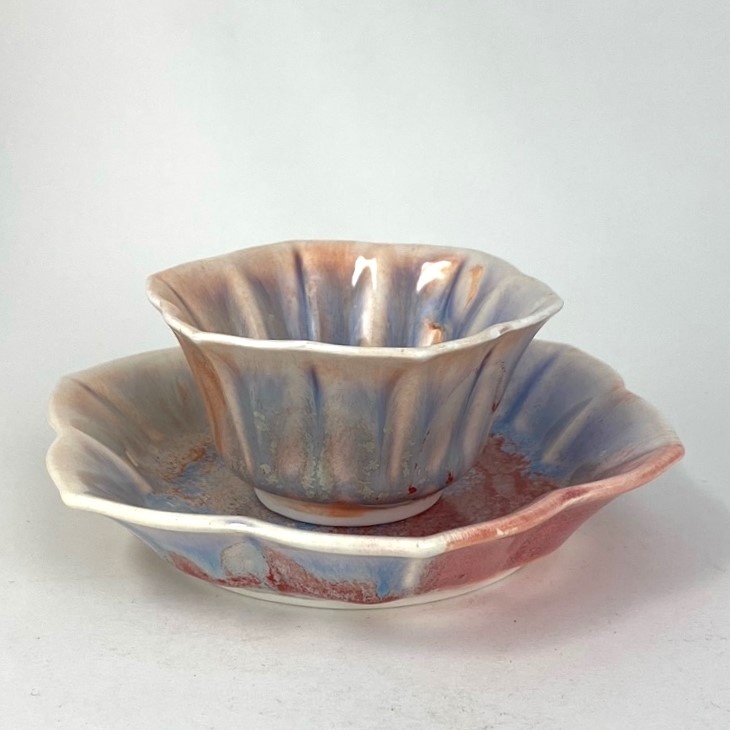 Mia Zhou Chinese Flower Petal, Teacup & Saucer