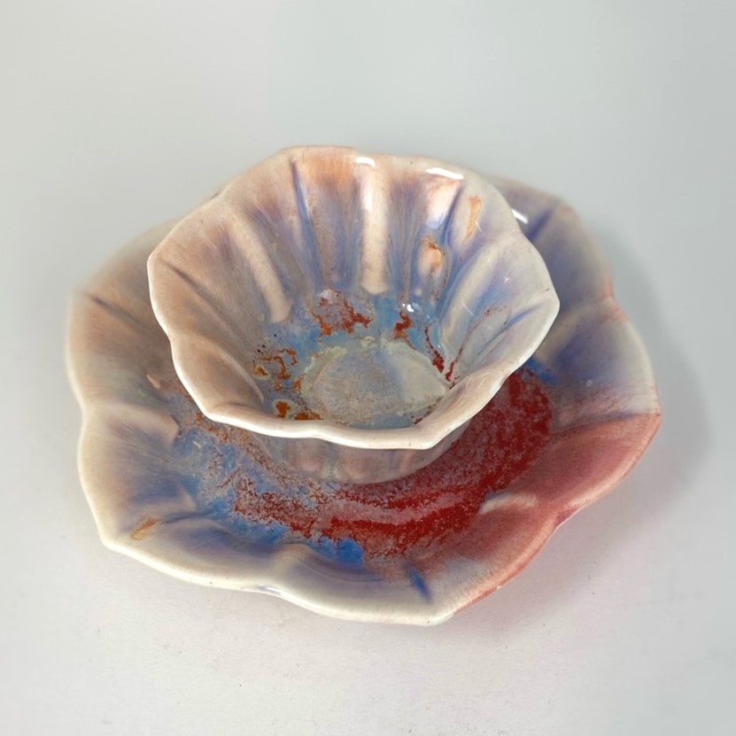 Mia Zhou Chinese Flower Petal, Teacup & Saucer