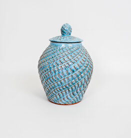 Miriam Krombach Turquoise Carved Jar
