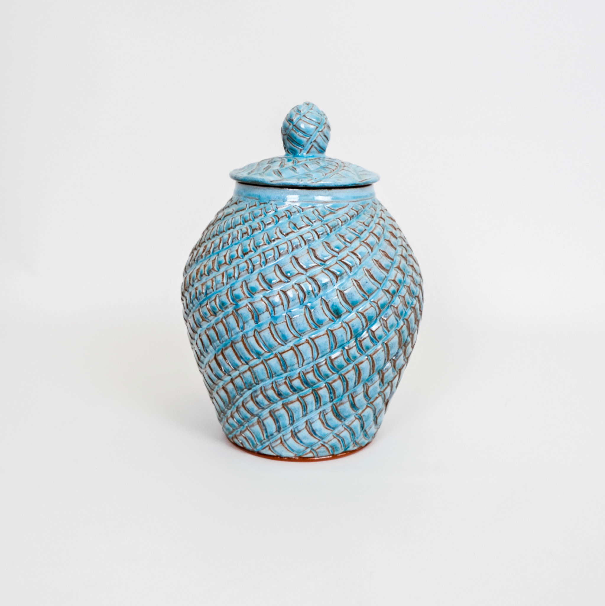 Miriam Krombach Turquoise Carved Jar