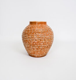Miriam Krombach Orange Carved Vase