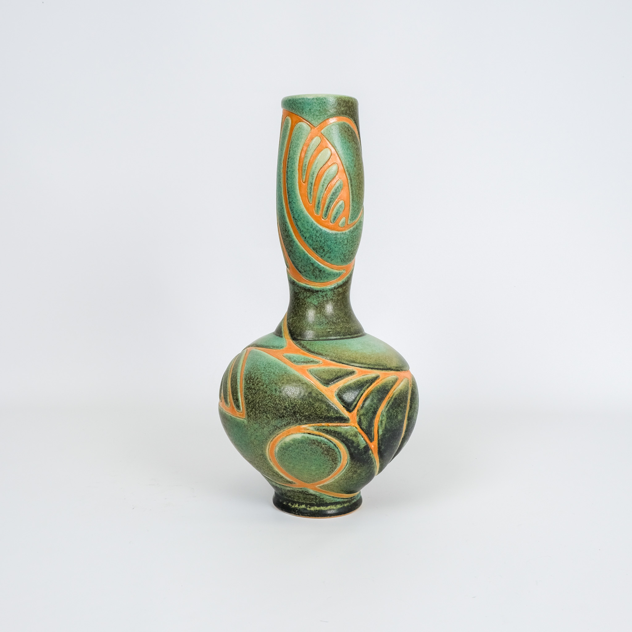 Amy Kline-Alley Tall vase Green & orange