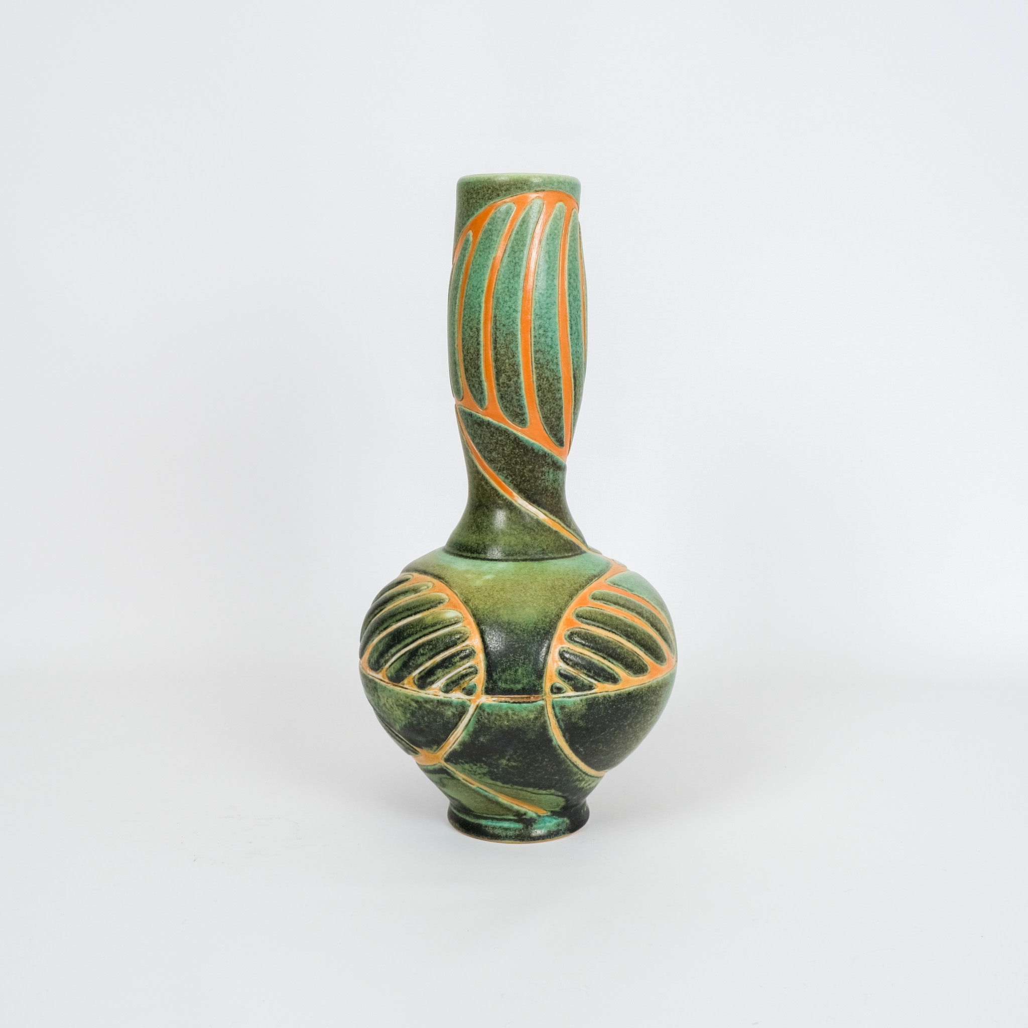 Amy Kline-Alley Tall vase Green & orange
