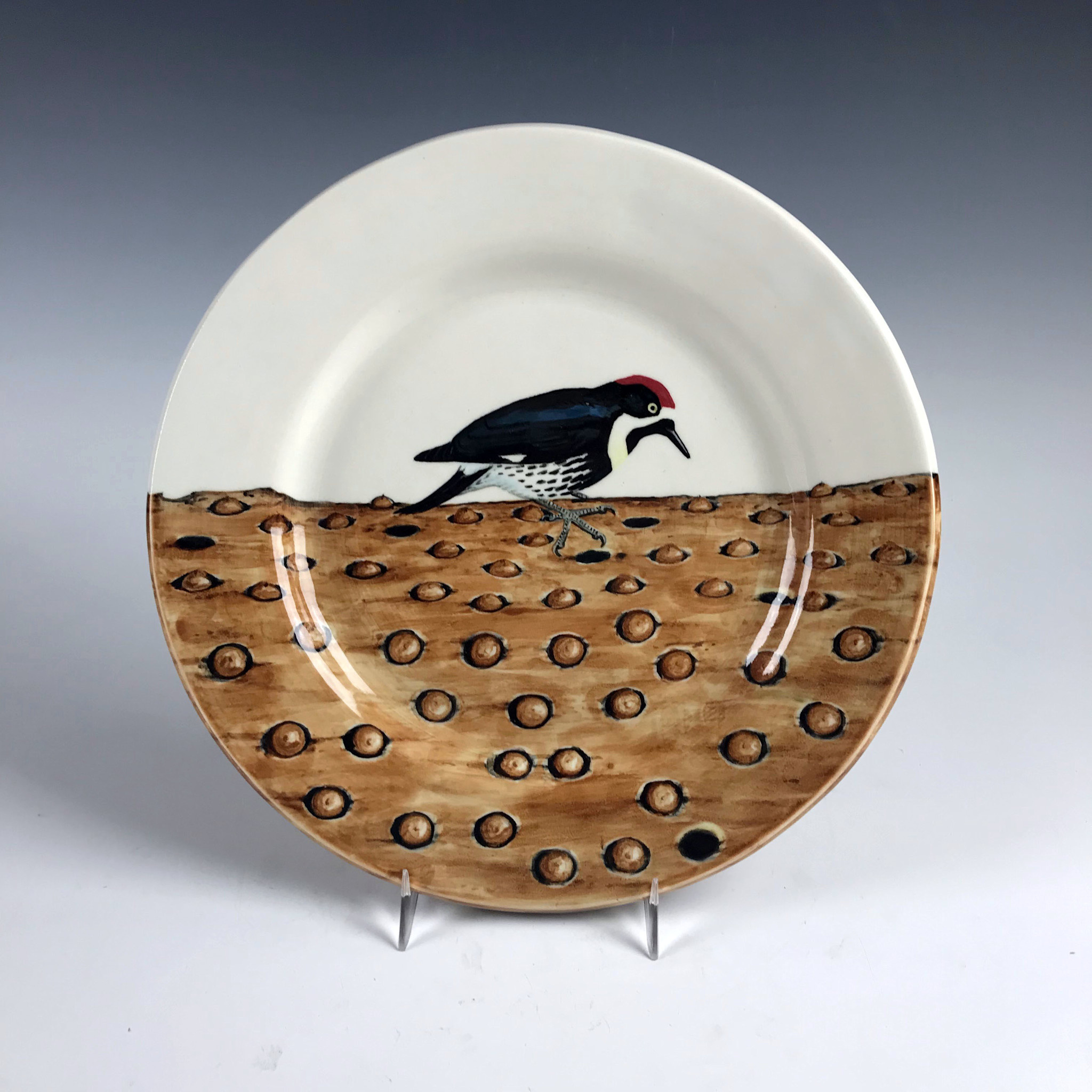 Avian Clay Acorn Woodpecker Plate