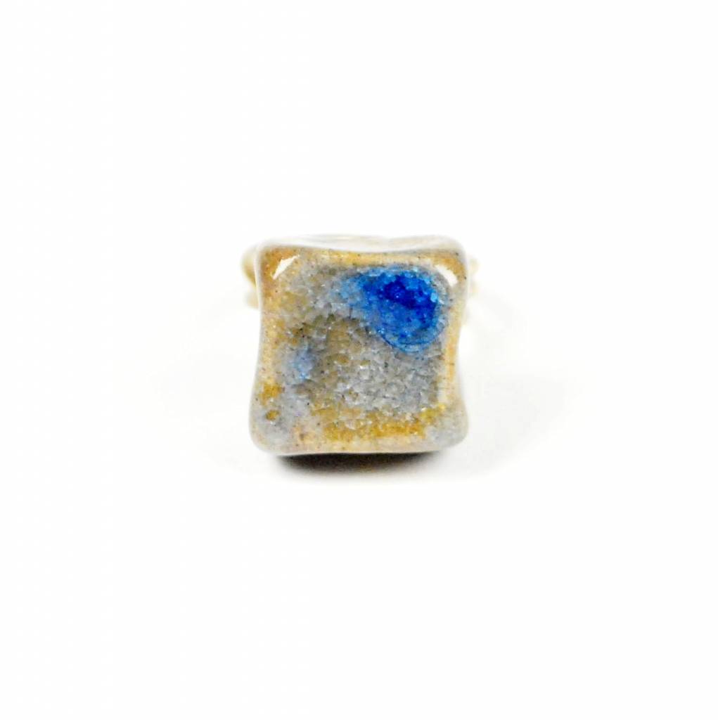 Gaea Cannaday Ring, Square Blue-tan, size 7