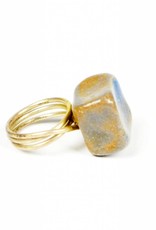 Gaea Cannaday Ring, Square Blue-tan, size 7