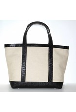 VANESSA NOEL ALLIGATOR & LINEN TOTE MEDIUM NATURAL/BLACK